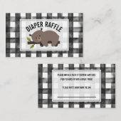Sleepy Beer Gingham Baby shower Diaper Raffle Informatiekaartje (Voorkant / Achterkant)