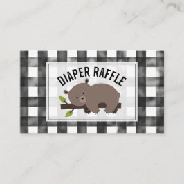 Sleepy Beer Gingham Baby shower Diaper Raffle Informatiekaartje