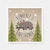 Sleepy Beer Stars + Bomen Bloemen Baby shower Servetten (Voorkant)