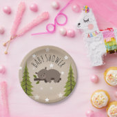 Sleepy Beer Stars + Trees Baby shower Papieren Bordje (Feest)
