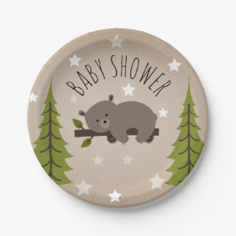 Sleepy Beer Stars + Trees Baby shower Papieren Bordje