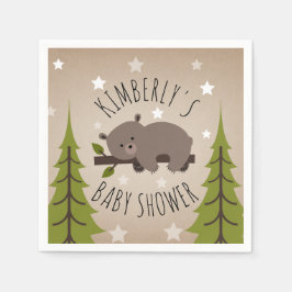 Sleepy Beer Stars + Trees Baby shower Servetten