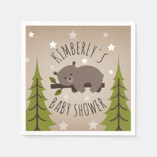 Sleepy Beer Stars + Trees Baby shower Servetten