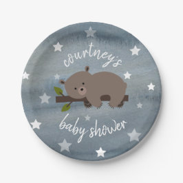 Sleepy Beer Stars Waterverf Baby shower Papieren Bordje