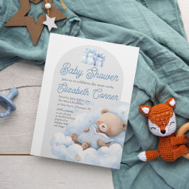 Sleepy Beer Waterverf Baby Boy Shower Invitation Kaart