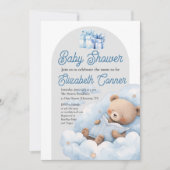 Sleepy Beer Waterverf Baby Boy Shower Invitation Kaart (Voorkant)