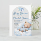 Sleepy Beer Waterverf Baby Boy Shower Invitation Kaart (Staand voorkant)