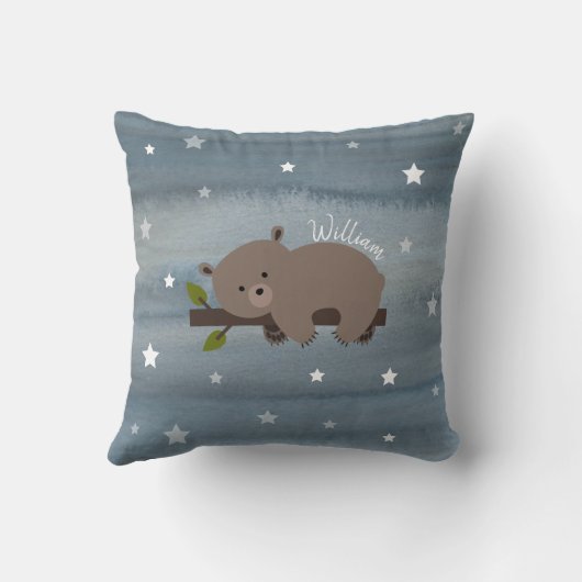 Sleepy Beer Waterverf Sterren Kussen (Achterkant)