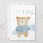 Sleepy Blue Waterverf schattig beer Baby shower Kaart (Voorkant)