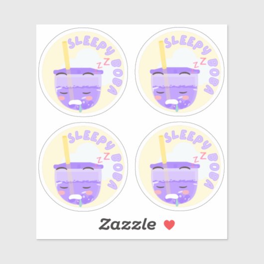 Sleepy Boba - Verpakking van 4 Sticker (Vel)