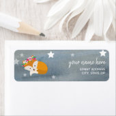Sleepy Boho Fox Stars Waterverf Baby shower Etiket (Insitu)
