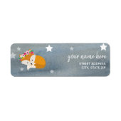 Sleepy Boho Fox Stars Waterverf Baby shower Etiket (Voorkant)