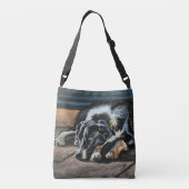 Sleepy Border Collie Cross-Body Bag Crossbody Tas (Achterkant)