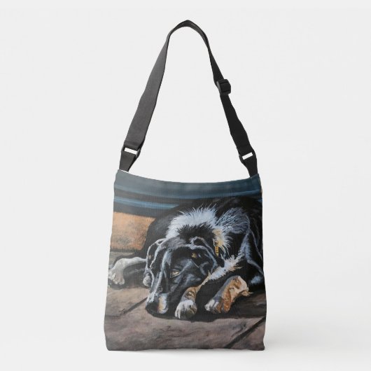 Sleepy Border Collie Cross-Body Bag Crossbody Tas (Voorkant)