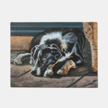 Sleepy Border Collie Mat