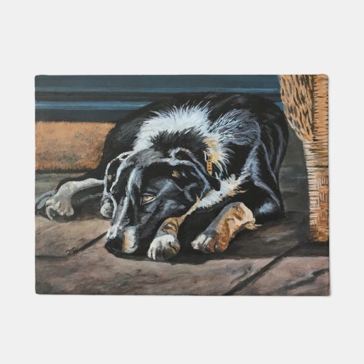 Sleepy Border Collie Mat (Voorkant)
