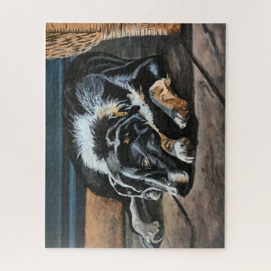 Sleepy Border Collie Puzzle Legpuzzel (Verticaal)