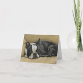 Sleepy Boston Terrier Dog Art Note Kaart (Voorkant)