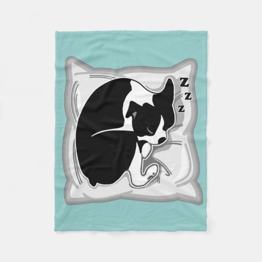 Sleepy Boston Terrier Fleece Blanket (Voorkant)