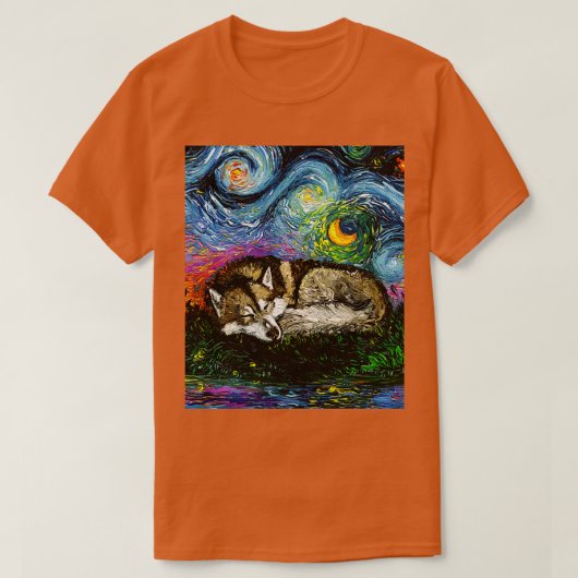 Sleepy Brown Husky Night T-shirt (Design voorkant)