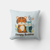 Sleepy Buddies Tijger & Uil | Gezellige dierenvrie Kussen (Voorkant)