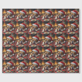 Sleepy Bulldog Dog Fast Asleep Santa Hat Christmas Cadeaupapier (Vlak)
