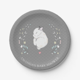 Sleepy Bunny Baby shower 7-inch Bord