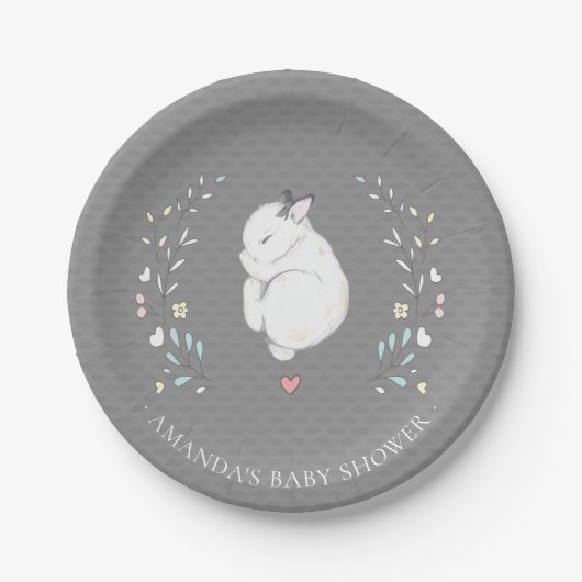 Sleepy Bunny Baby shower 7-inch Bord (Voorkant)