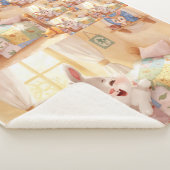 "Sleepy Bunny Kids Blanket – Cozy Repeated Rabbit  Sherpa Deken (3/4)