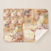 "Sleepy Bunny Kids Blanket – Cozy Repeated Rabbit  Sherpa Deken (Voorkant (horizontaal))
