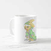 Sleepy Bunny-Mok: "Te moe om oren op te houden" Koffiemok (Voorkant links)