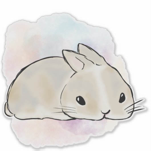Sleepy bunny watercolor sticker (Voorkant)