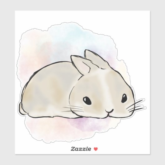 Sleepy bunny watercolor sticker (Vel)