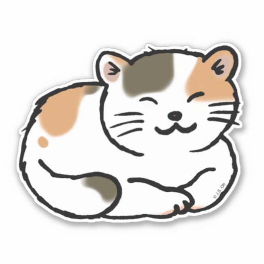 Sleepy Calico Black & oranje Cat Sticker (Voorkant)