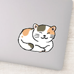 Sleepy Calico Black & oranje Cat Sticker