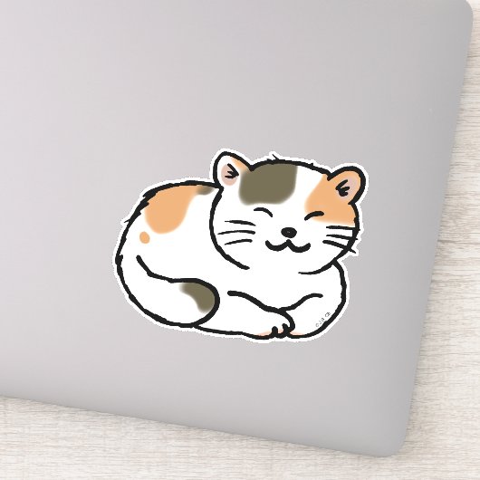 Sleepy Calico Black & oranje Cat Sticker (Detail)
