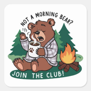 Sleepy Camper Beer - Morning Struggle Funny Meme Vierkante Sticker