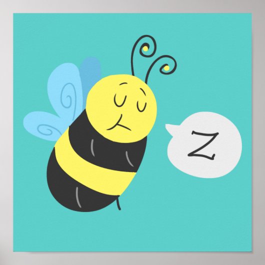 Sleepy Cartoon Bumblebee Poster (Voorkant)