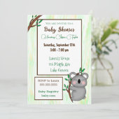 Sleepy Cartoon Koala Veronderd Baby shower Kaart (Staand voorkant)