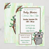 Sleepy Cartoon Koala Veronderd Baby shower Kaart (Voorkant / Achterkant)