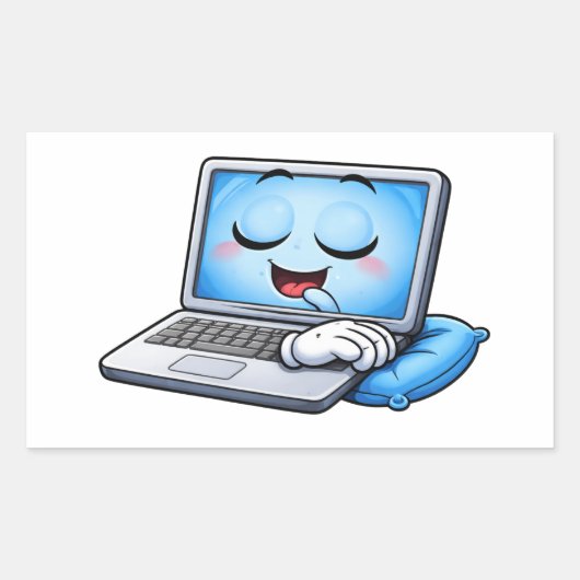 Sleepy Cartoon Laptop Character Sticker (Voorkant)