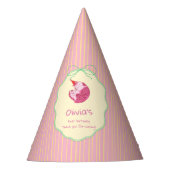 Sleepy Cat 1st Birthday Yellow Stripes Feesthoedjes (Voorkant)