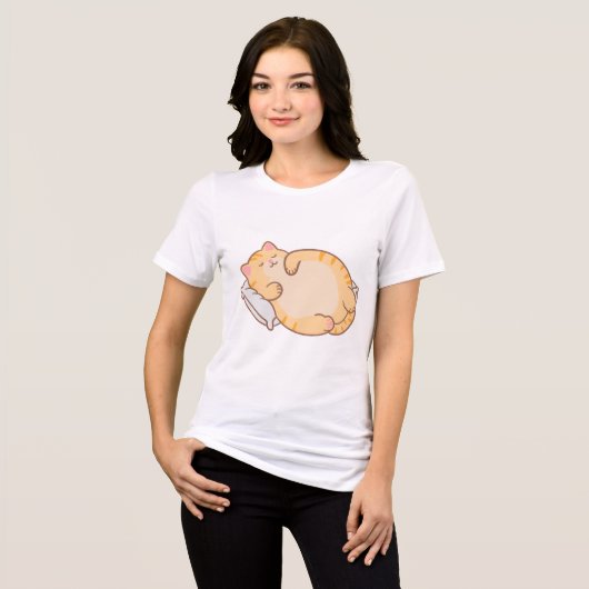Sleepy Cat Aesthetic Tri-Blend Shirt (Voorkant volledig)