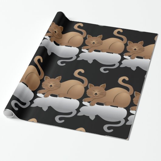 Sleepy Cat Cadeaupapier (Uitgerold)
