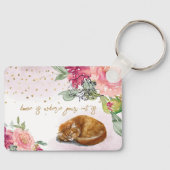 Sleepy Cat Cute Oranje Kitten Girl Pet Lover Sleutelhanger (Voorkant)