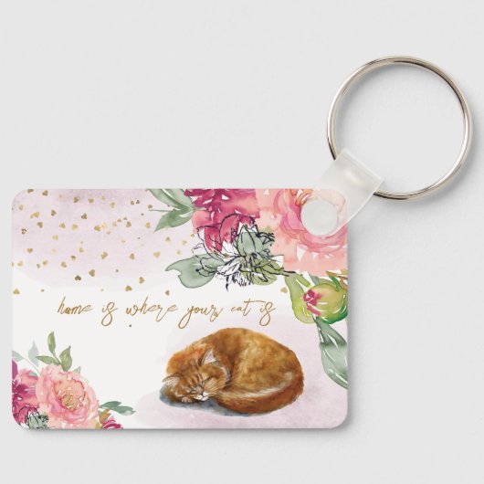 Sleepy Cat Cute Oranje Kitten Girl Pet Lover Sleutelhanger (Voorkant)