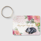 Sleepy Cat Cute Oranje Kitten Girl Pet Lover Sleutelhanger (Achterkant)