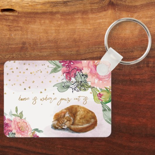 Sleepy Cat Cute Oranje Kitten Girl Pet Lover Sleutelhanger (Voorkant)