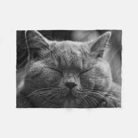 Sleepy Cat Face Photograpy Fleece Deken (Voorkant (Horizontaal))