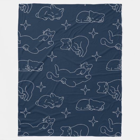 Sleepy Cat Fleece Blanket – Cozy Cat Pattern (Voorkant)